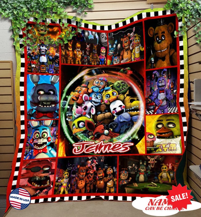 Personalized Five Nights At Freddy Quilt Blanket Five Nights At Freddys Fleece Blanket Gamer Blanket Custom Kids Blanket